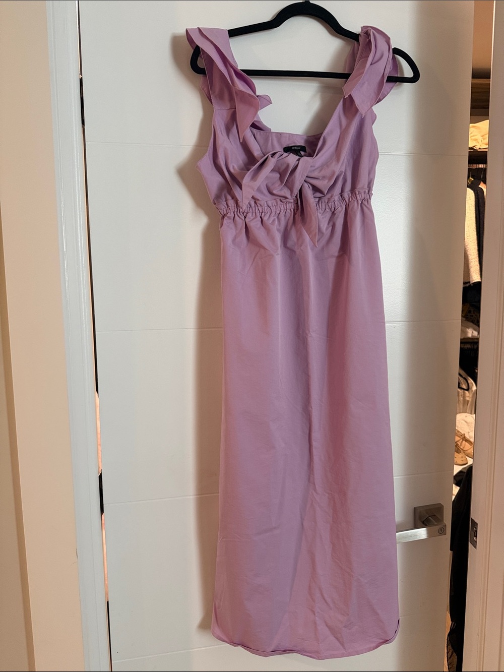 DREW Lavender Ruffle-Shoulder Maxi Dress